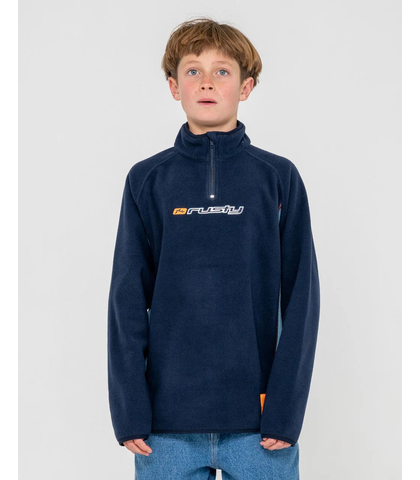 RUSTY BOYS BLIZZARD QUARTER ZIP POLAR FLEECE - NAVY 