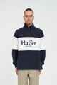 HUFFER MENS CLASSIC 1/4 ZIP BLOCK JERSEY - NAVY