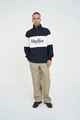HUFFER MENS CLASSIC 1/4 ZIP BLOCK JERSEY - NAVY