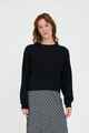 HUFFER LADIES MERINO BELLA CROP KNIT - BLACK