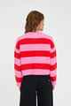 HUFFER LADIES ELLE CROP STRIPE CARDIGAN - PINK / RED