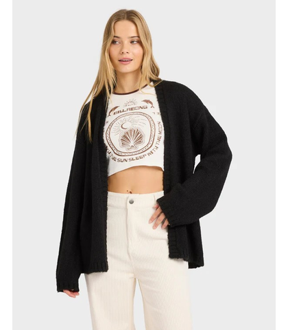 BILLABONG LADIES SOFT SUN CARDI - BLACK PEBBLE