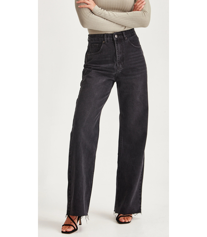 JUNK FOOD JEANS - AVRIL WIDE LEG JEAN - BLACK - NO RIPS