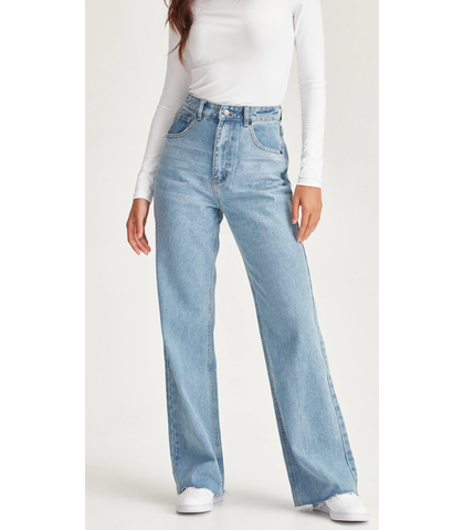 JUNK FOOD JEANS - AVRIL WIDE LEG JEAN - BLUE - NO RIPS