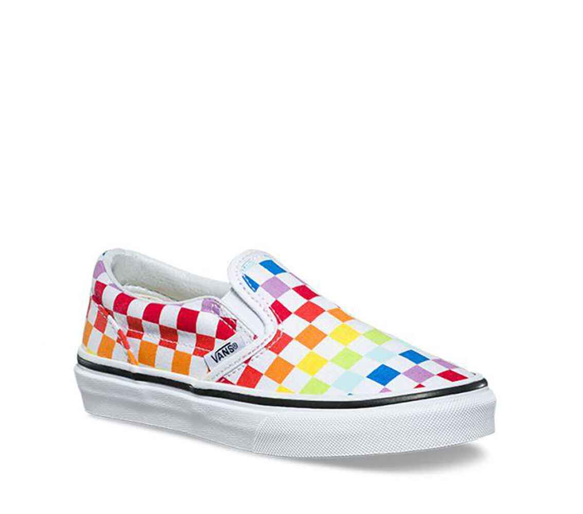 van slip on rainbow checkerboard