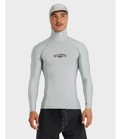 BILLABONG MENS  1MM ABSOLUTE NATURAL L/S  HOODED SURFSHIRT - COOL GREY