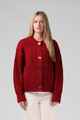 RPM LADIES CHUNKY CARDIGAN - RED PLUM