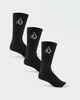 VOLCOM MENS FULL STONE SOCK 3 PACK - BLACK
