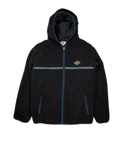 VISSLA MENS LEGALL SHERPA ZIP HOODY - BLACK