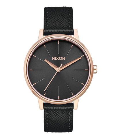 NIXON KENSINGTON LEATHER WATCH - ROSE GOLD / BLACK