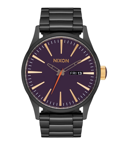 NIXON SENTRY SS WATCH - GUNMETAL / BLACKBERRY / GOLD