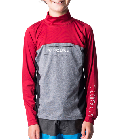 RIPCURL BOYS UNDERLINE L/S RASHSHIRT - BURNT RED