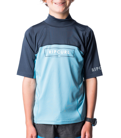 RIPCURL BOYS UNDERLINE BLADE S/S RASHSHIRT - NAVY