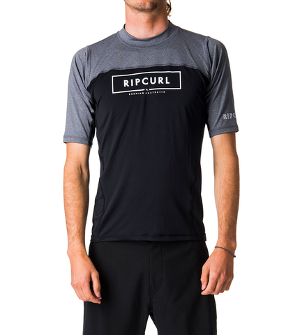 RIPCURL MENS UNDERLINE RELAXED S/S RASHSHIRT - BLACK