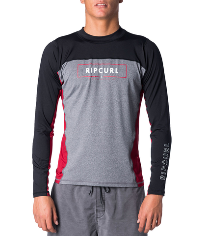 RIPCURL MENS UNDERLINE RELAXED L/S RASHSHIRT - BURNT RED