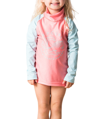 RIPCURL GIRLS MINI PALM DREAMS L/S RASHSHIRT - PEACH