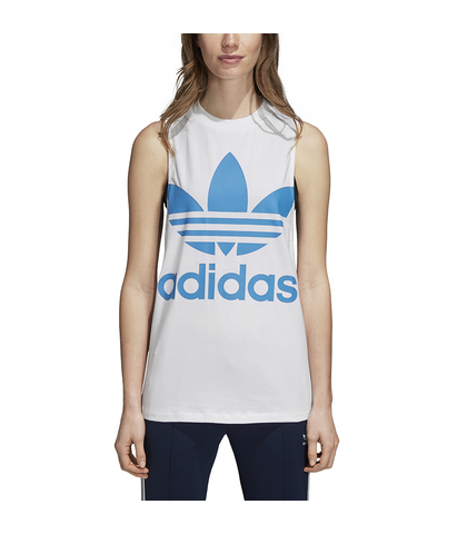 ADIDAS LADIES TREFOIL TANK - WHITE/ SUPER BLUE