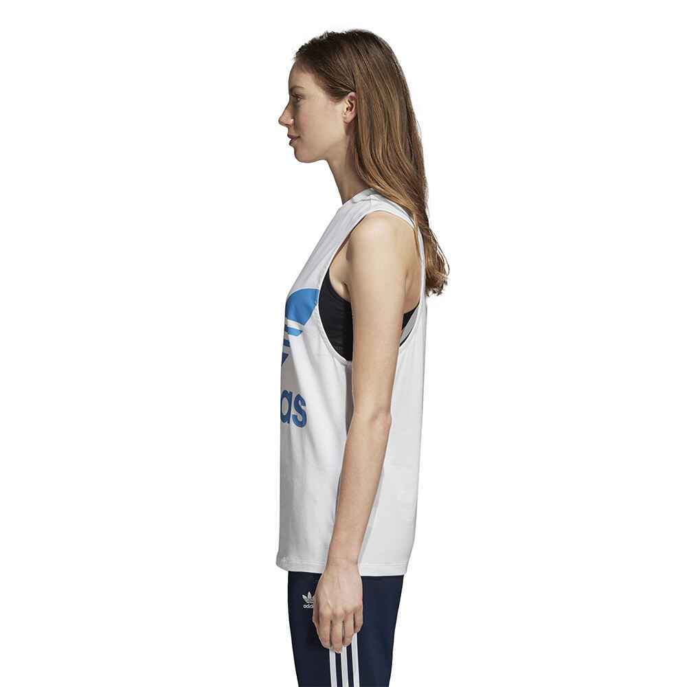 ADIDAS LADIES TREFOIL TANK - WHITE/ SUPER BLUE - Womens-Top : Sequence Surf Shop - ADIDAS S18