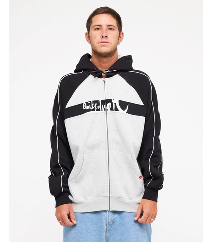 QUIKSILVER MENS YUNGGUNS OPERATOR ZIP HOODY - LIGHT GREY HEATHER
