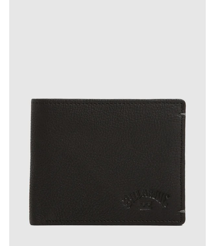 BILLABONG ROCKAWAY 2 IN 1 LEATHER WALLET - BLACK