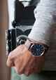 NIXON SENTRY LEATHER WATCH - BLUE / BROWN