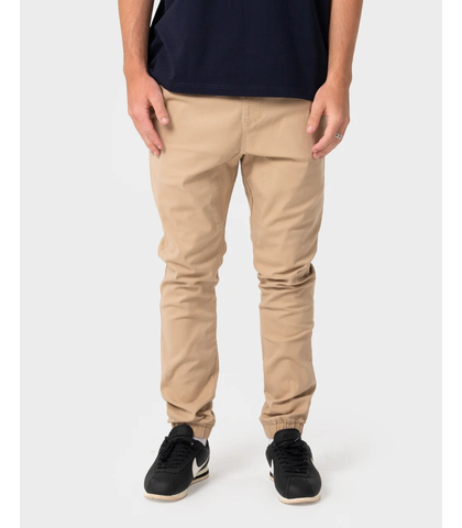 RUSTY MENS HOOK OUT ELASTIC WAIST PANT - KHAKI
