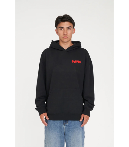 HUFFER MENS WEEKEND HOODU - PUFF - BLACK / POP