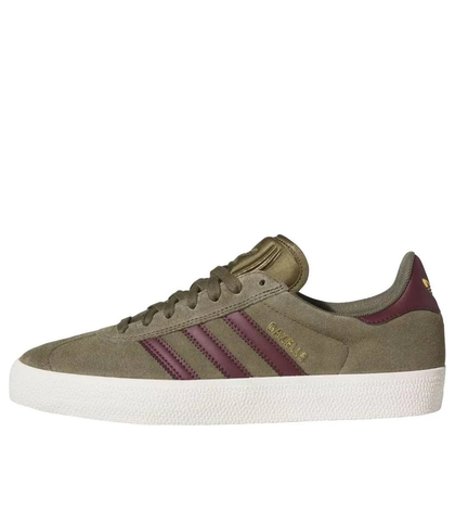 ADIDAS GAZELLE SHOE - OLIVE STRAT / MAROON / CHALK