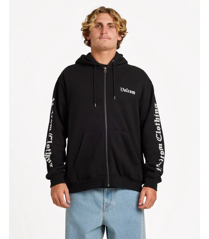 VOLCOM MENS CORE GNAR ZIP HOODY - BLACK