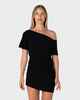 RUSTY LADIES SALLY SLOUCH OFF SHOULDER DRESS - BLACK