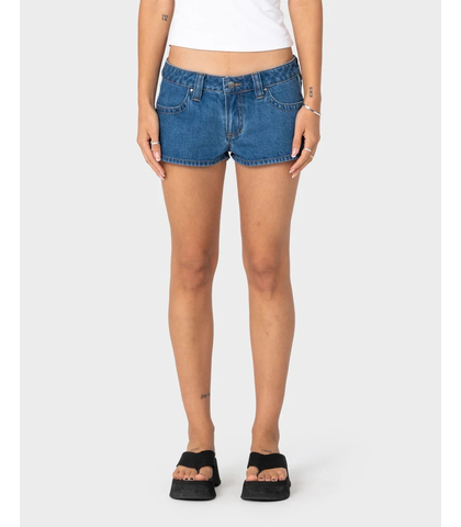 RUSTY LADIES FLIP MOMMY LOW RISE MICRO MINI SHORT - MIDDY BLUE / BLUE