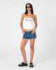 RUSTY LADIES FLIP MOMMY LOW RISE MICRO MINI SHORT - MIDDY BLUE / BLUE
