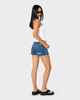 RUSTY LADIES FLIP MOMMY LOW RISE MICRO MINI SHORT - MIDDY BLUE / BLUE