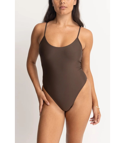 RHYTHM LADIES CLASIIC MINIMAL ONE PIECE SWIMSUIT - CHOCOLATE