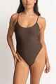 RHYTHM LADIES CLASIIC MINIMAL ONE PIECE SWIMSUIT - CHOCOLATE