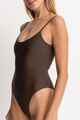 RHYTHM LADIES CLASIIC MINIMAL ONE PIECE SWIMSUIT - CHOCOLATE