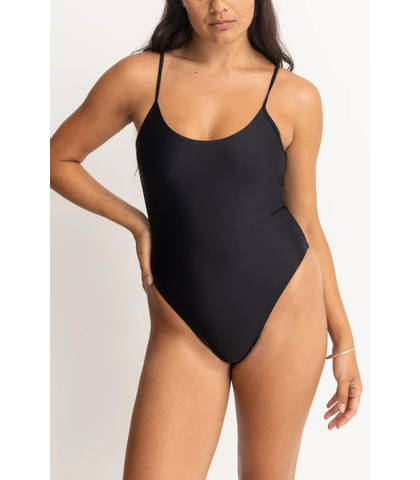RHYTHM LADIES CLASSIC MINIMAL ONE PIECE SWIMSUIT - BLACK
