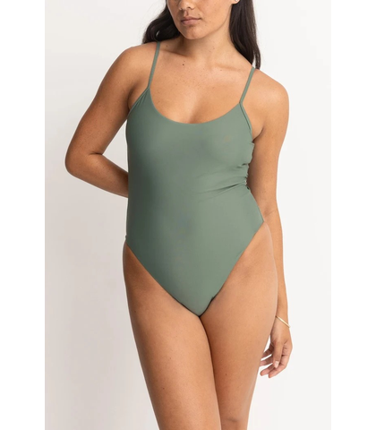 RHYTHM LADIES CLASSIC MINIMAL ONE PIECE SWIMSUIT - OLIVE