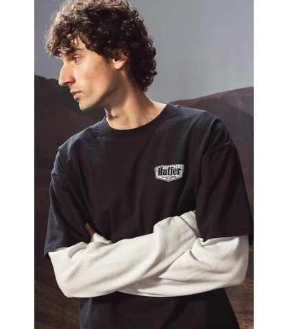 HUFFER MENS L/S LAYERED BLOCK TEE - RIDGE - BASALT