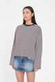 HUFFER LADIES ALEX STRIPE BILLIE L/S TEE - PETAL / COCOA