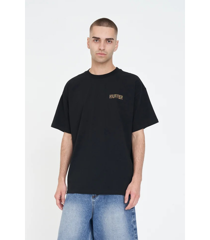 HUFFER MENS BLOCK TEE - WOODY - BLACK