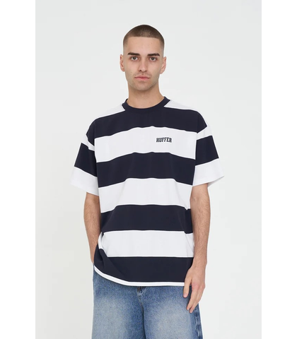 HUFFER MENS GAME DAY STRIPE TEE - NAVY / WHITE