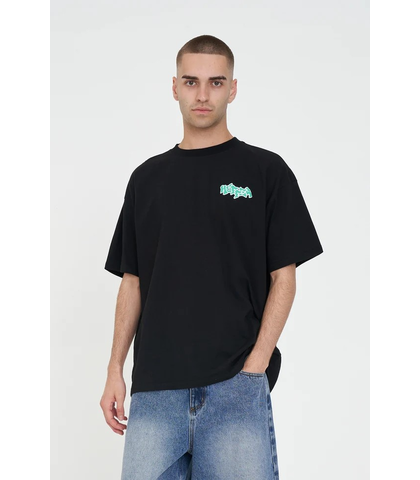 HUFFER MENS BLOCK TEE - JUMBLE - BLACK