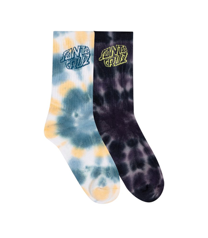 SANTA CRUZ BOYS MALBA CRASH STACK CREW SOCK 2 PACK - TEAL TIEDYE