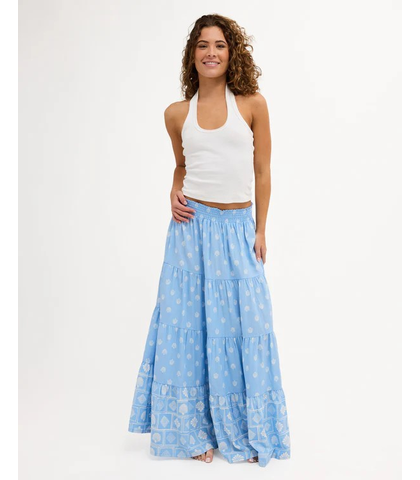 ROXY LADIES CACTUS FLOWERS MAXI SHIRT - CERULEAN