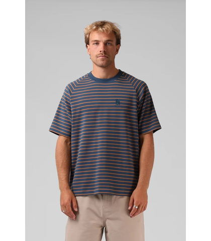 RPM MENS STRIPE RAGLAN TEE - NAVY