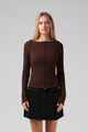 RPM LADIES RIBBED L/S TEE - CHOCOLATE