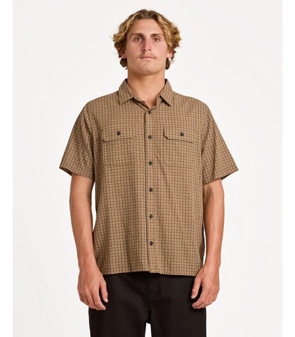 VOLCOM BOYS REVEL S/S DRESS SHIRT - EARTH