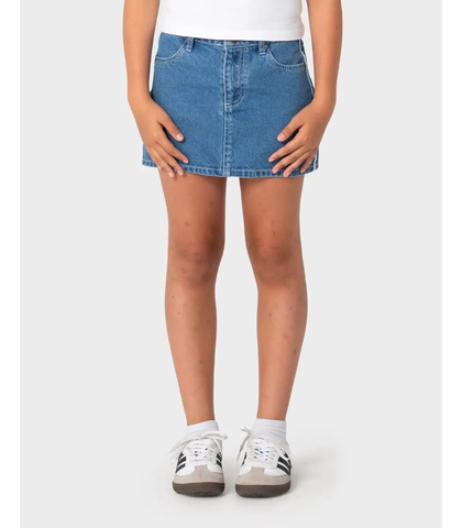 RUSTY GIRLS FLIP GIRL MINI DENIM SKIRT - MIDDY BLUE / BLUE