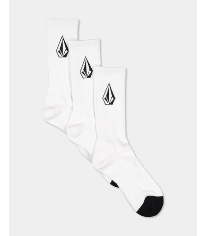VOLCOM MENS FULL STONE SOCK 3 PACK - WHITE